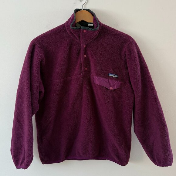 Patagonia Purple Fleece Snap T Pullover Sweater Sweatshirt Size Small - Picture 2 of 7